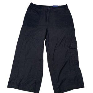 NWT Basic Edition Womens Cargo Pants Medium Relaxed Fit Wide Leg Outdoors Black